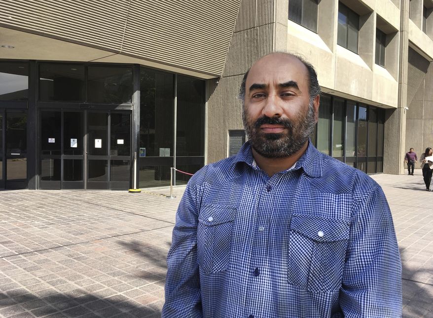 Gurmukh Singh arrives for his immigration check-in outside the Immigration and Customs Enforcement's offices in Santa Ana, Calif. on Monday, May 8, 2017. Singh, a taxi driver originally from India, has been detained by U.S. immigration authorities during a check-in for an 18-year-old deportation order. (AP Photo/Amy Taxin)