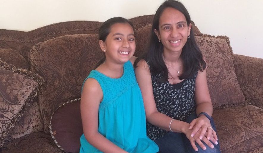Shriya Jaddu’s mother, Maitri Jaddu, said her daughter connects easily with people through her personality and violin music. (Julia Brouillette/The Washington Times)