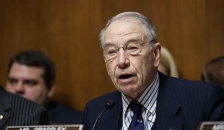 FILE - In this March 7, 2017 file photo, Senate Judiciary Committee Chairman Sen. Chuck Grassley, R-Iowa speaks on Capitol Hill in Washington. Grassley and Rep. Jason Chaffetz, R-Utah say a memo instructing Health and Human Services employees to consult with department personnel before talking to Congress is “potentially illegal and unconstitutional.”  (AP Photo/J. Scott Applewhite, File)