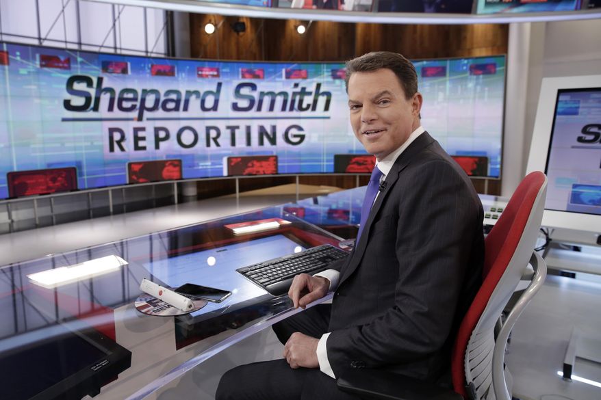 FILE - In this Jan. 30, 2017, file photo, Fox News Channel chief news anchor Shepard Smith on The Fox News Deck before his &amp;quot;Shepard Smith Reporting&amp;quot; program, in New York. Smith discussed his sexuality and the effect it has had on his career in an April 21, 2017, speech at the University of Mississippi. (AP Photo/Richard Drew, File)