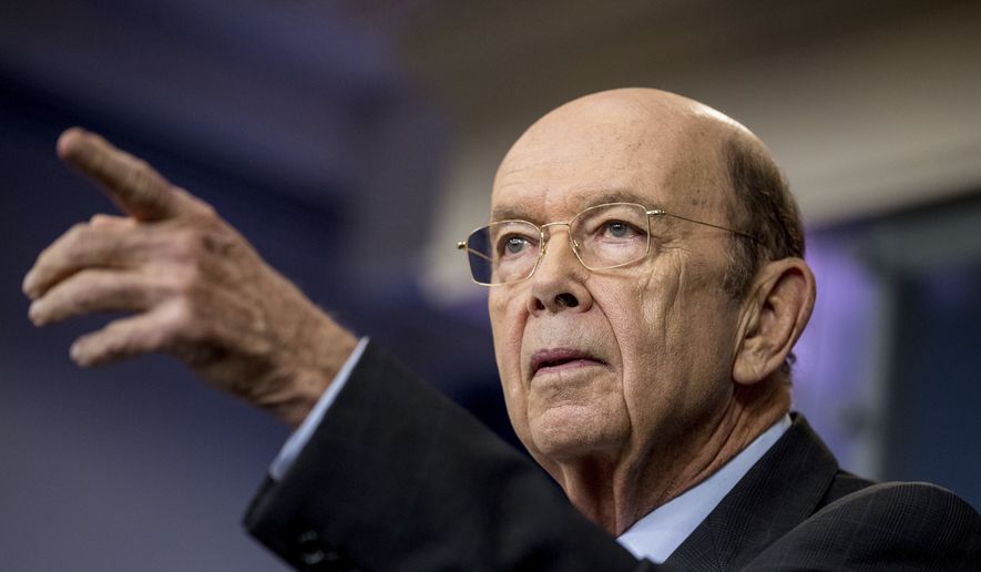 Commerce Secretary Wilbur Ross takes a question during the daily press briefing at the White House in Washington, in this April 25, 2017, file photo. (AP Photo/Andrew Harnik, File)
