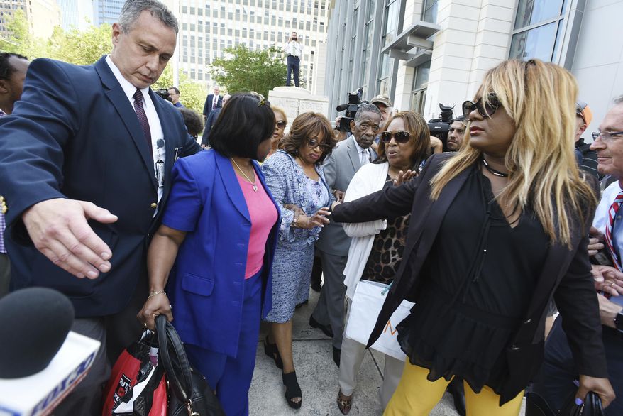 Former U.S. Rep. Corrine Brown leaves the courthouse on Thursday, May 11, 2017, in Jacksonville, Fla., after being found of taking money from a charity that was purported to be giving scholarships to poor students. (Bob Self/The Florida Times-Union via AP)