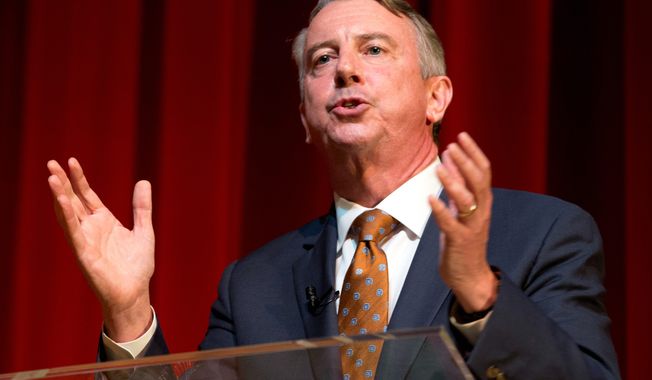 Mr. Gillespie says if he wins Virginia's governorship, he will enlist state and local police to help enforce immigration laws. He says he would require businesses to use the E-Verify program.