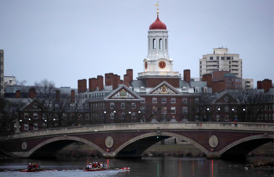Rowers paddle down the Charles River near the campus of Harvard University in Cambridge, Mass., Tuesday, March 7, 2017. (AP Photo/Charles Krupa)