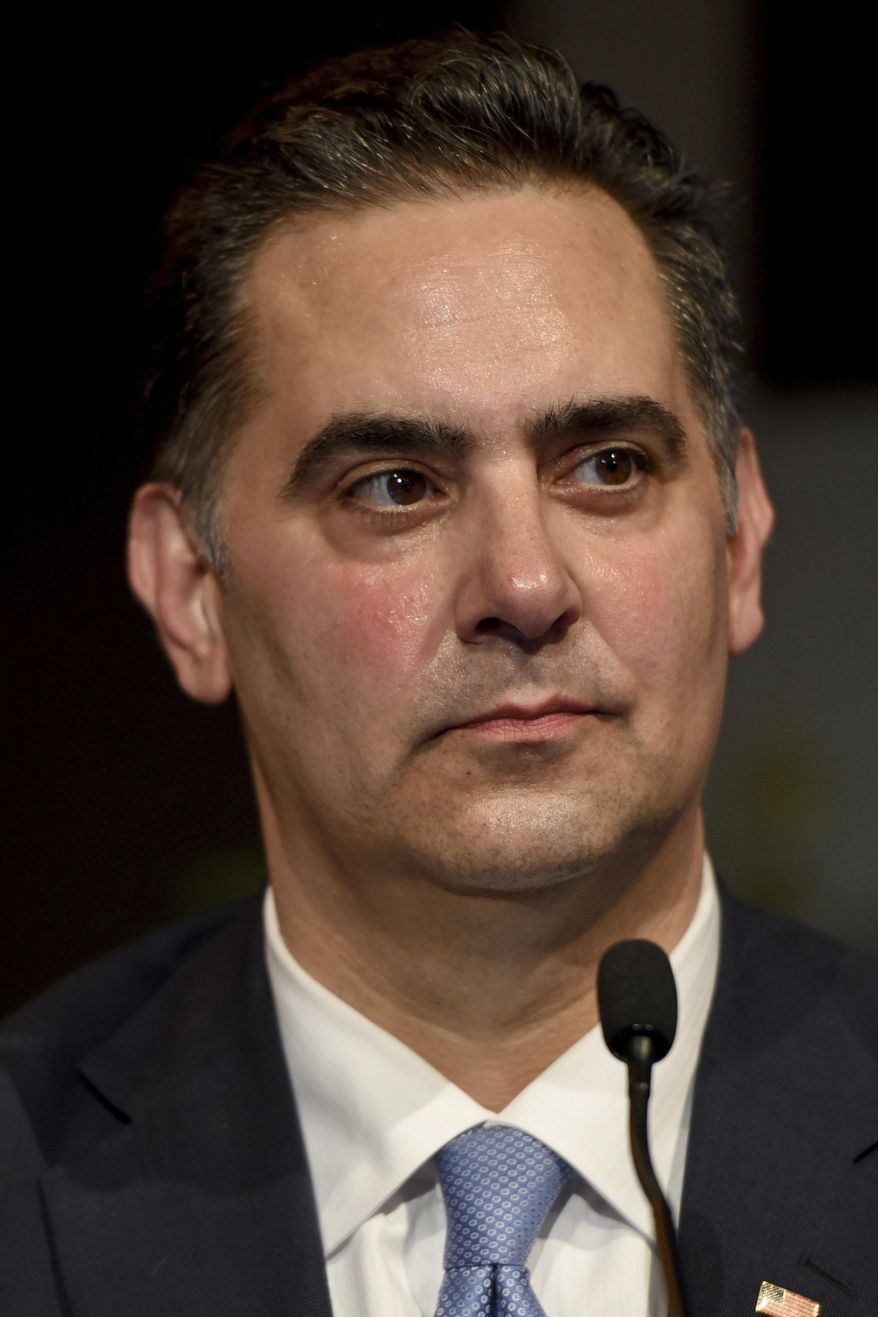 In this April 26, 2017 photo shown is Democrat candidate for Philadelphia District Attorney Rich Negrin appearing in a debate sponsored by WHYY and the NAACP in Philadelphia. The typically sedate race for Philadelphia District Attorney has become an intriguing contest this year as eight newcomers vie for a job that helps shape city policy on sanctuary cities, police use of force and prison reform. They hope to succeed Democrat Seth Williams, who goes on trial next month in a federal bribery case. (Tom Gralish/The Philadelphia Inquirer via AP)