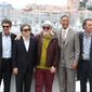 Jury members Gabriel Yared, from left, Park Chan-wook, Pedro Almodovar, Will Smith and Paolo Sorrentino pose for photographers during the photo call for the Jury at the 70th international film festival, Cannes, southern France, Tuesday, May 16, 2017. (AP Photo/Alastair Grant)