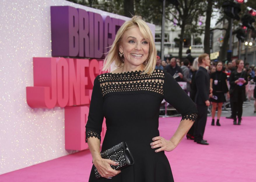 FILE- In this Sept. 5, 2016, file photo, screenwriter Helen Fielding poses for photographers upon arrival at the World premiere of the film "Bridget Jones's Baby" in London. Fielding's latest book "Bridget Jones's Baby: The Diaries" was declared winner of the Bollinger Everyman Wodehouse Prize for comic fiction on Thursday, May 18, 2017. (Photo by Joel Ryan/Invision/AP, File)