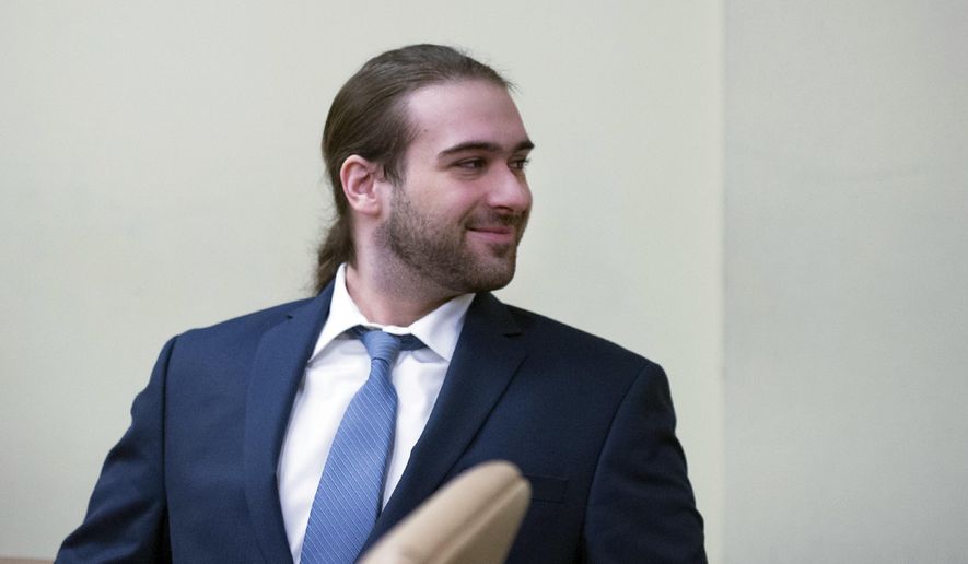 David "D.J." Creato Jr. looks back during his trial Wednesday, May 17, 2017, in Camden, N.J. Creato is accused of killing his 3-year-old son in October 2015. (Joe Lamberti/Camden Courier-Post via AP, Pool)