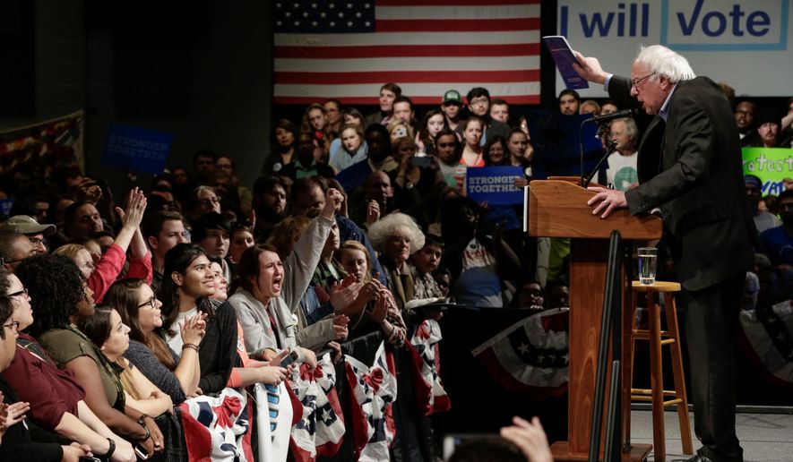 Sen. Bernie Sanders, I-Vt., campaigns for Democratic presidential candidate, Hillary Clinton, in Omaha, Neb., Friday, Nov. 4, 2016. (AP Photo/Nati Harnik) (Associated Press)