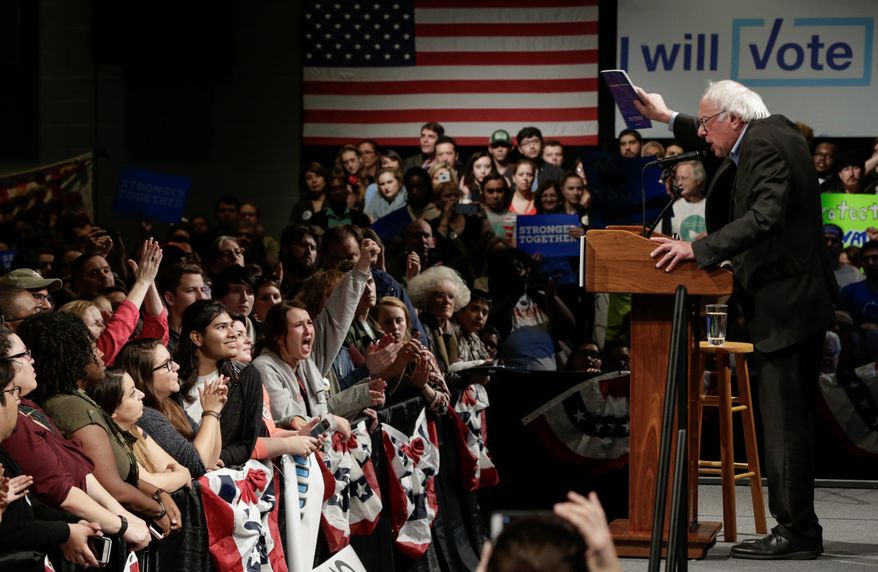 Sen. Bernie Sanders, I-Vt., campaigns for Democratic presidential candidate, Hillary Clinton, in Omaha, Neb., Friday, Nov. 4, 2016. (AP Photo/Nati Harnik) (Associated Press)