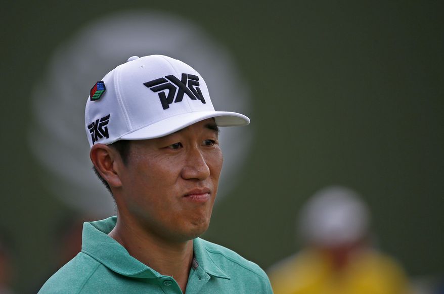 James Hahn walks to the 17th green during the first round of the Byron Nelson PGA golf tournament at TPC Four Seasons Resort in Irving, Texas, Thursday, May 18, 2017. (Jae S. Lee/The Dallas Morning News via AP)