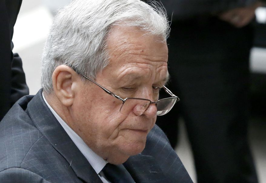 FILE - In this April 27, 2016, file photo, former House Speaker Dennis Hastert, who is is serving a 15-month prison term in a sexual abuse case, departs the federal courthouse in Chicago. Illinois is set to eliminate the statute of limitations in child sex abuse cases through legislation passed with support from a victim of imprisoned former U.S. Rep. Hastert. The Illinois House unanimously approved the measure on Thursday, May 18, 2017, sending it to a supportive Gov. Bruce Rauner. (AP Photo/Charles Rex Arbogast, File)