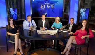 FILE - This July 1, 2013 file photo shows, Kimberly Guilfoyle, from left, Bob Beckel, Eric Bolling, Dana Perino, Greg Gutfeld and Andrea Tantaros co-hosts of Fox News Channel&#39;s &amp;quot;The Five,&amp;quot; following a taping of the show in New York.  Fox News Channel says it has fired  Beckel for making an insensitive remark to a black employee. Beckel, who has been a liberal panelist on the show &amp;quot;The Five,&amp;quot; was on his second tour of duty at Fox after being bounced in 2015 for substance abuse. (Photo by Carlo Allegri/Invision/AP, File)