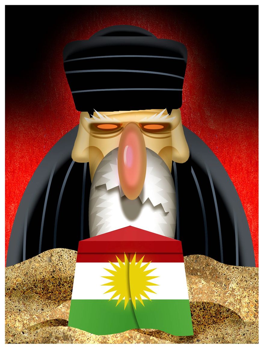 Illustration on Iran&#x27;s threat to an independent Kurdistan by Alexander Hunter/The Washington Times