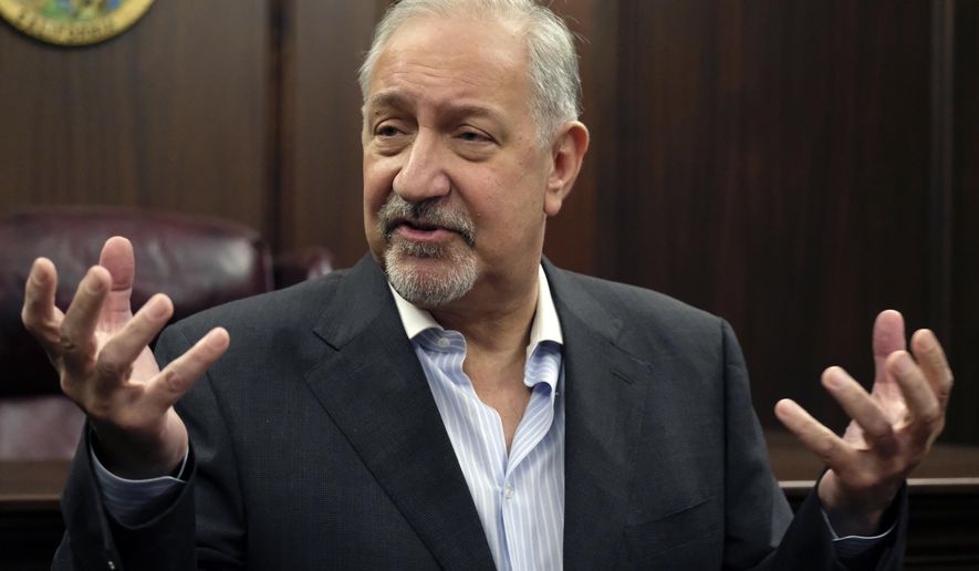 FILE - In this Sept. 2, 2016, file photo, attorney Mark Geragos talks to the media during a news conference in downtown Los Angeles. Litigation is piling up like bonfire kindling against organizers of the Fyre Festival that flamed out in a fiasco in April 2017 in the Bahamas, and Geragos says the event billed as "the cultural experience of the decade" was a "get-rich-quick scam." (AP Photo/Richard Vogel, File)