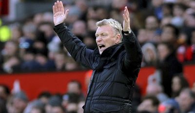 FILE - In this file photo dated Monday, Dec. 26, 2016, Sunderland manager David Moyes reacts during the English Premier League soccer match between Manchester United and Sunderland at Old Trafford in Manchester, England. Sunderland manager David Moyes has resigned after the team&#x27;s relegation from the English Premier League. ﻿The former Manchester United coach announced his decision at a meeting with the club hierarchy in London on Monday, May 22, 2017. (AP Photo/Rui Vieira, File)