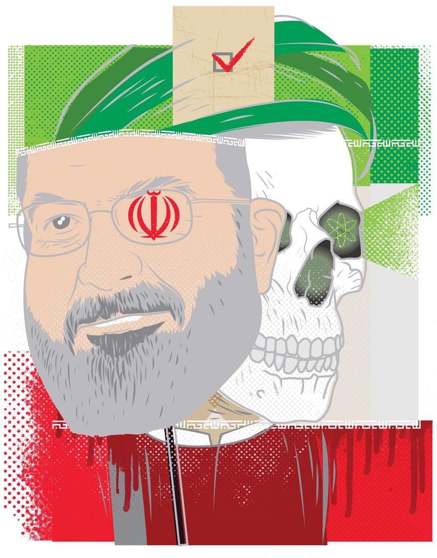 Illustration on the newly &quot;elected&quot; president of Iran, Hassan Rouhani by Linas Garsys/The Washington Times