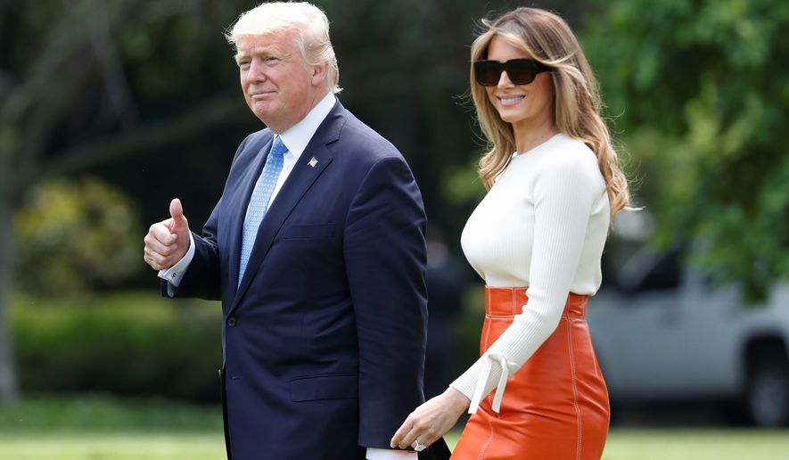 President Trump and first lady Melania Trump, leave the White House as they embark on Mr. Trump&#39;s first overseas tour to the Middle East. (Associated Press)