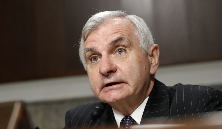 Sen. Jack Reed, D-R.I., ranking member on the Senate Armed Services Committee, speaks on Capitol Hill in Washington, Tuesday, May 23, 2017, during the committee&#39;s hearing on worldwide threats. (AP Photo/Jacquelyn Martin)