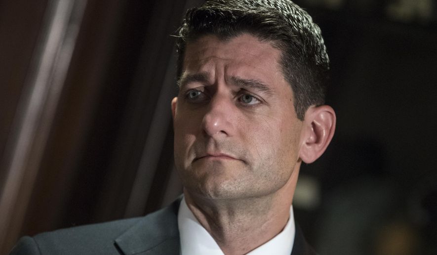 FILE - In this May 17, 2017 file photo, House Speaker Paul Ryan of Wis. takes questions from reporters in Washington. The Trump administration and House Republicans are asking a federal appeals court for a 90-day extension in a case that's casting a shadow of uncertainty over health insurance for millions of consumers. (AP Photo/J. Scott Applewhite)