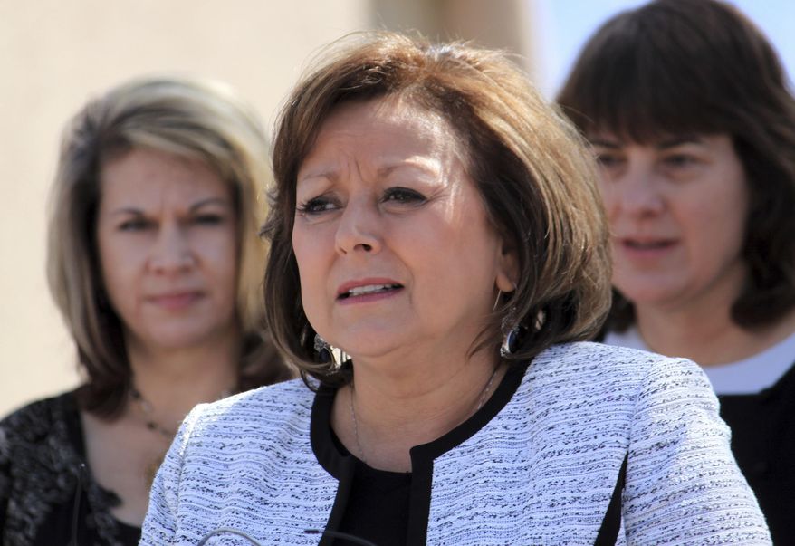 FILE - In this Thursday, April 6, 2017, file photo, New Mexico Gov. Susana Martinez talks during a bill signing ceremony in Albuquerque, N.M. A proposal to overhaul New Mexico's tax on sales and business services will not come to a vote during a special legislative session, Democratic House Speaker Brian Egolf announced Tuesday, May 23, 2017. Martinez has been a vocal advocate for the tax reforms that would do away with a variety of tax breaks to bring in sales tax revenue from more sources — at a lower overall tax rate. (AP Photo/Susan Montoya Bryan, File)