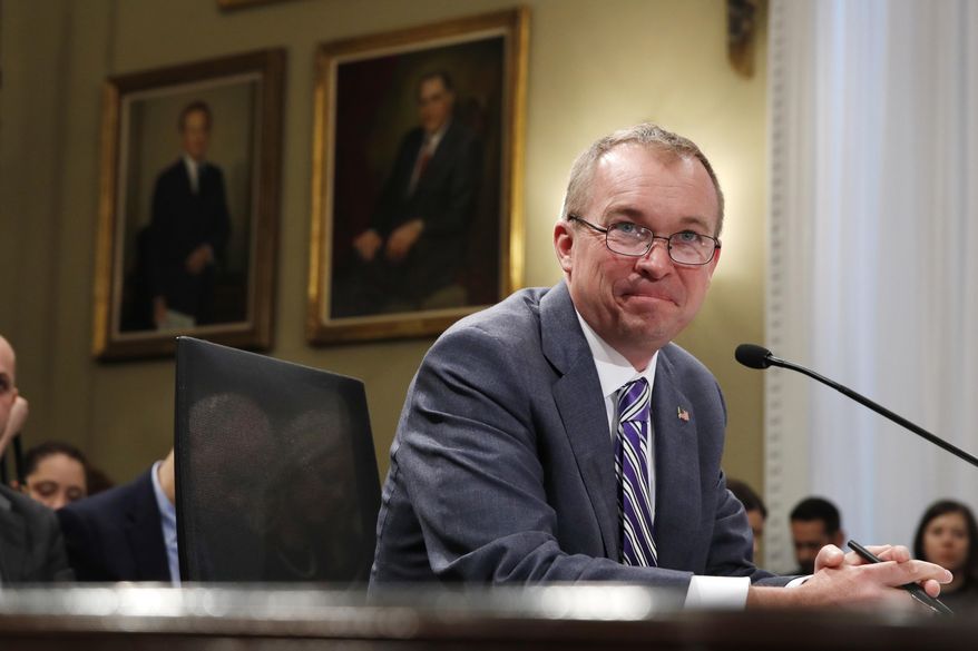 Budget Director Mick Mulvaney listens to a question while testifying on Capitol Hill in Washington, Wednesday, May 24, 2017, before the House Budget Committee hearing on President Donald Trump's fiscal 2018 federal budget. (AP Photo/Jacquelyn Martin)