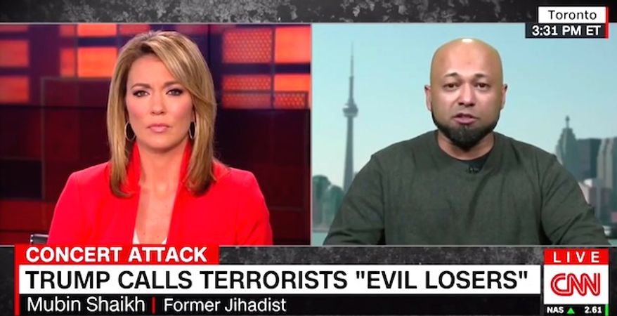Former jihadist Mubin Shaikh told CNN on May 26, 2017, that President Donald Trump is "exactly right" to "demystify" terror groups by calling their members "evil losers." (CNN screenshot)