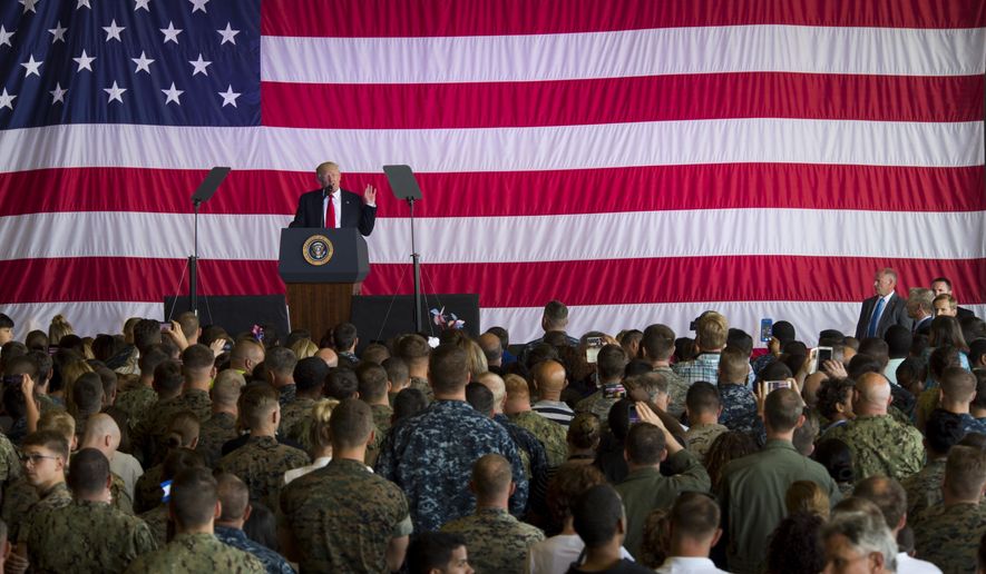 President Trump took a victory lap during an address to U.S. troops in Italy on Saturday. &quot;I think we hit a home run no matter where we went,&quot; Mr. Trump said at Naval Air Station Sigonella, in Sicily. (Associated Press)