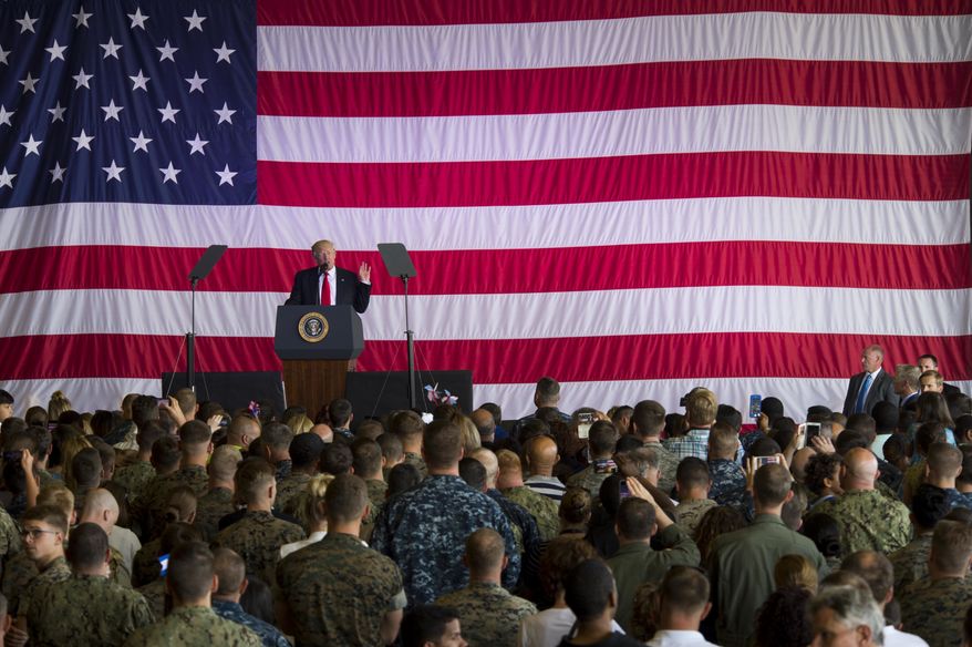 President Trump took a victory lap during an address to U.S. troops in Italy on Saturday. &quot;I think we hit a home run no matter where we went,&quot; Mr. Trump said at Naval Air Station Sigonella, in Sicily. (Associated Press)