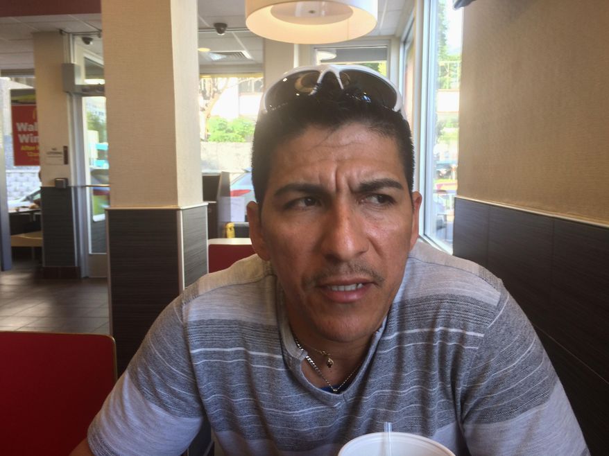 In this May 17, 2017 photo, Noe Duarte, a Salvadoran citizen with a short-term and renewable legal immigration status in the U.S. called Temporary Protected Status (TPS), talks to The Associated Press in Silver Spring, Maryland. Duarte said he recently canceled a trip home for a family reunion because he wasn’t sure he would be able to get back to the U.S. and worries he would have to be a subsistence farmer back home. “If they don’t renew it, everything will come crashing down,” he said. (AP Photo/Luis Alonso Lugo)