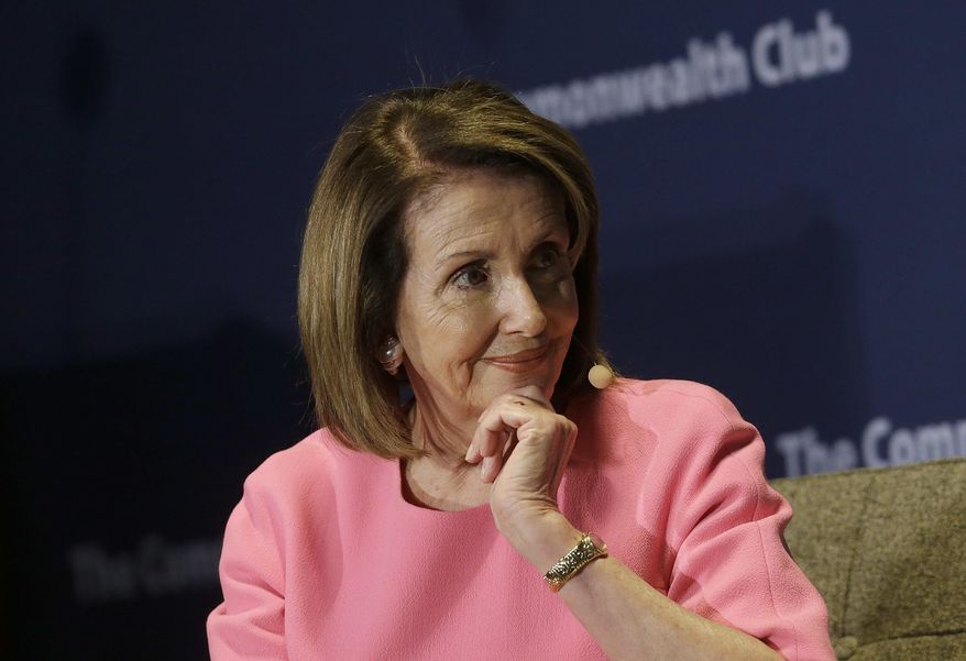 In this photo taken May 30, 2016, House Minority Leader Nancy Pelosi of Calif. speaks in San Francisco. (AP Photo/Jeff Chiu)