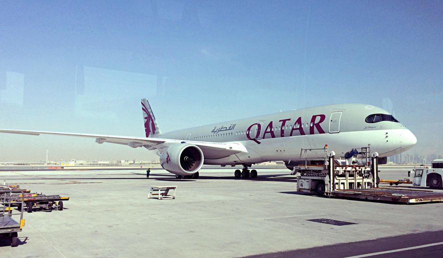 A parked Qatari plane in Hamad International Airport (HIA) in Doha, Qatar, Tuesday, June 6, 2017. Qatar&#39;s foreign minister says Kuwait is trying to mediate a diplomatic crisis in which Arab countries have cut diplomatic ties and moved to isolate his energy-rich, travel-hub nation from the outside world. (AP Photo/Hadi Mizban)
