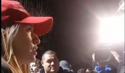 Kiara Robles speaks with a reporter moments before being pepper sprayed on Wednesday Feb 1, 2017, in Berkeley, California. Her legal representation, the nonprofit organization Freedom Watch, filed a $23 million lawsuit on her behalf against UC Berkeley on June 5, 2017. (YouTube, Milo Yiannopoulos) ** FILE **