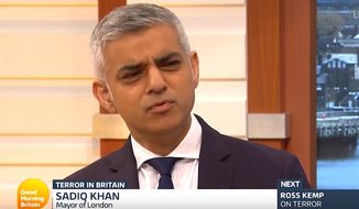 London Mayor Sadiq Khan faces a flurry of questions during an appearance on &quot;Good Morning Britain,&quot; June 6, 2017. (&quot;Good Morning Britain&quot; screenshot) ** FILE **