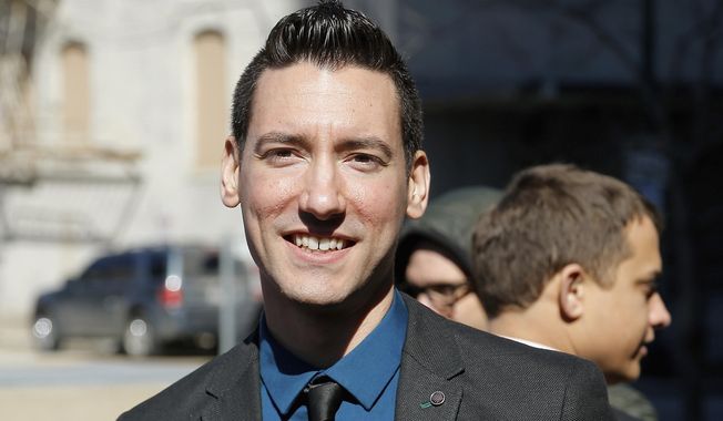 In this Feb. 4, 2016, file photo, David Daleiden, one of the two indicted anti-abortion activists, speaks with supporters outside the Harris County Criminal Courthouse after turning himself in to authorities in Houston. The leader of an anti-abortion group moved to disqualify a federal judge who barred him from releasing videos recorded at meetings of an association of abortion providers. (AP Photo/Bob Levey, File)