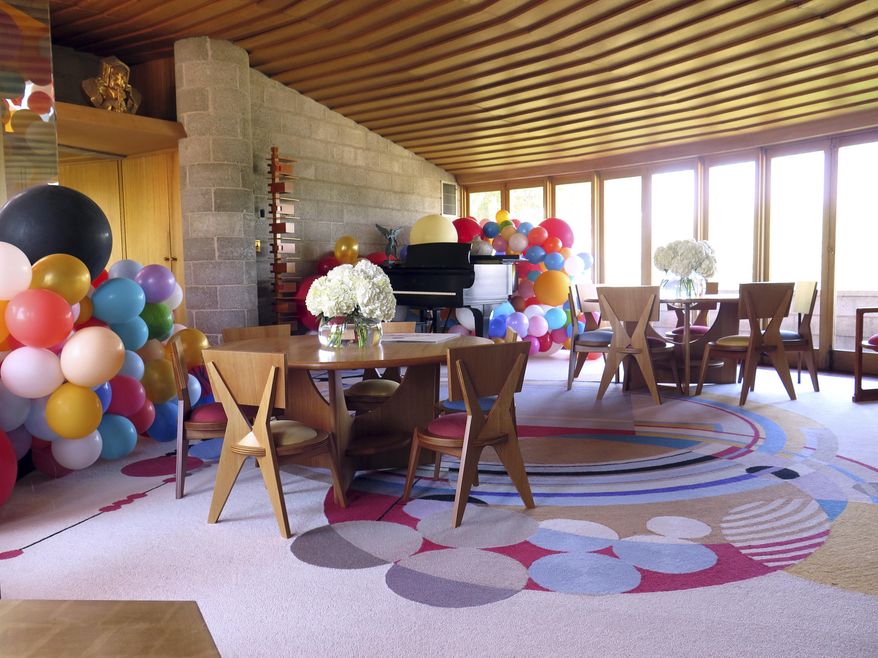 In this Thursday, June 8, 2017, photo, the inside of the David and Gladys Wright House in Phoenix, Ariz., is shown. Owner Zach Rawling announced that he is donating the house to the School of Architecture at Taliesin, formerly known as the Frank Lloyd Wright School of Architecture. The announcement came on the famed architect's 150th birthday and the school will use the house to teach students. (AP Photo/Astrid Galvan)