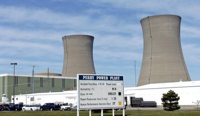 FILE – This April 12, 2005, file photo shows the Perry Nuclear Power Plant in North Perry, Ohio. Testimony submitted to Ohio lawmakers largely opposes a proposed special fee on FirstEnergy Corp.&#39;s customers in the state, The Plain Dealer reported Thursday, June 8, 2017, though the Akron-based utility says the money is needed to secure the future of Ohio&#39;s two aging nuclear plants, the Davis-Besse Nuclear Power Station and the Perry Nuclear Power Plant. (AP Photo/Mark Duncan, File)
