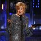 Bette Midler presents the award for best performance by an actress in a leading role in a play at the 71st annual Tony Awards on Sunday, June 11, 2017, in New York. (Photo by Michael Zorn/Invision/AP)  ** FILE **