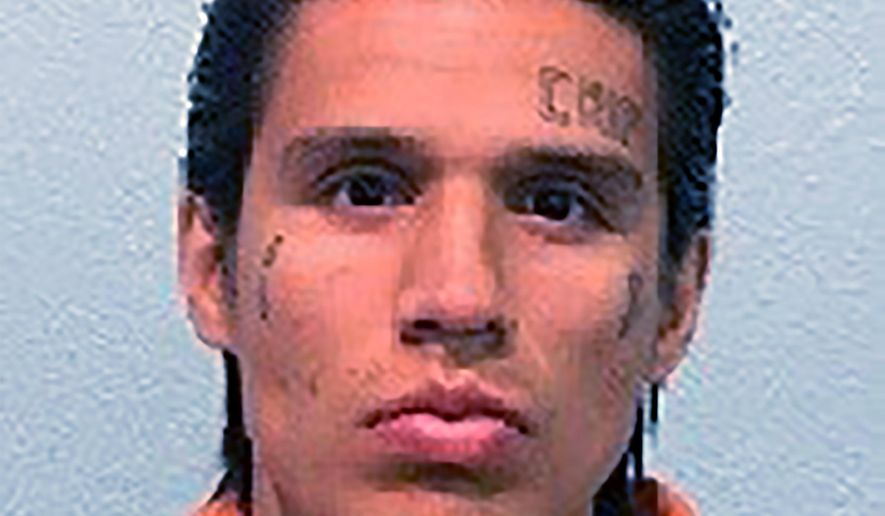 This undated photo released by then Washington Department of Corrections shows prison inmate Richard Sage Bear, who escaped from Cedar Creek Correction in Littlerock, Wash., on Saturday, June 10, 2017. The Washington Department of Corrections says one of the inmates, 26-year-old Sage Bear, was doing nearly 11 years for manslaughter. The pair were discovered missing at about 10 p.m. Saturday, about 20 minutes after they escaped. (Washington Department of Corrections via AP)