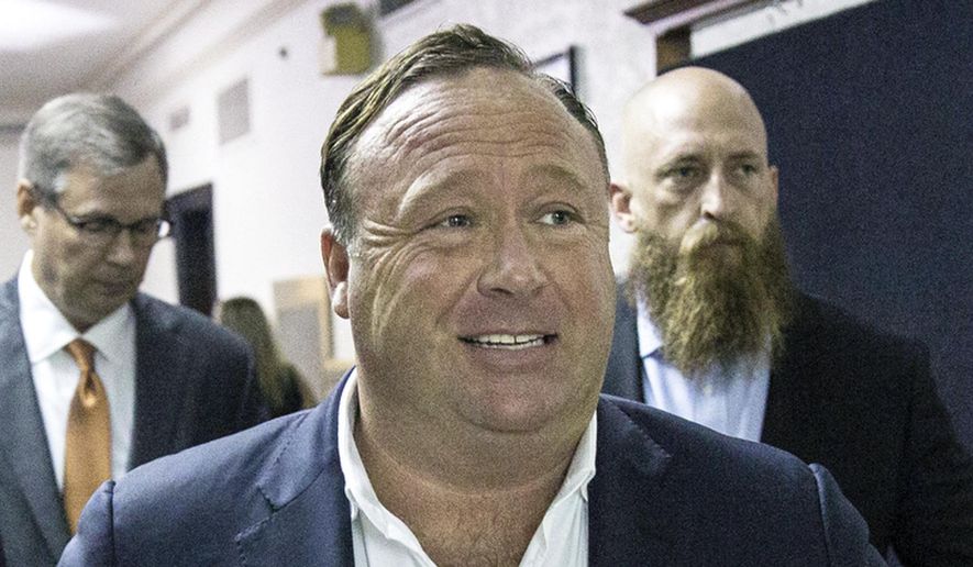 FILE - In this Monday, April 17, 2017 photo, &amp;quot;Infowars&amp;quot; host Alex Jones arrives at the Travis County Courthouse in Austin, Texas. Nelba Marquez-Greene, whose 6-year-old daughter, Ana Grace, was among the 26 people killed in the 2012 shooting at Sandy Hook Elementary School in Newtown, Conn., said Monday, June 12, 2017, that she fears a planned NBC television interview by Megyn Kelly with Jones on Father&#39;s Day will encourage other conspiracy theorists who have harassed her and accused her of being part of a hoax. (Tamir Kalifa/Austin American-Statesman via AP, File)