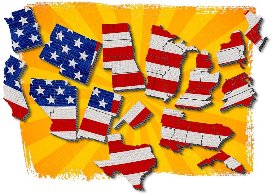 States Coming Apart Illustration by Greg Groesch/The Washington Times
