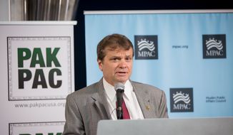Rep. Mike Quigley, Illinois Democrat, addresses the first annual congressional iftar on Thursday, hosted by the Muslim Public Advocacy Council and the Pakistani American Political Action Committee to honor lawmakers promoting religious freedom and tolerance in public policy. (Courtesy of MPAC)
