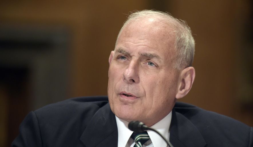 Homeland Security Secretary John Kelly testifies on Capitol Hill in Washington on June 6, 2017. (Associated Press) **FILE**