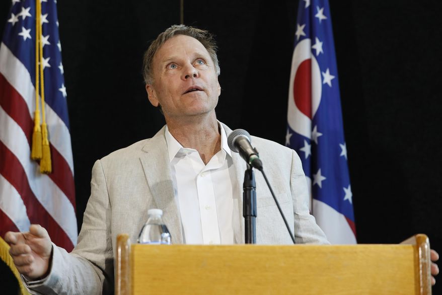 Fred Warmbier, father of Otto Warmbier, a University of Virginia undergraduate student who was imprisoned in North Korea in March 2016, speaks during a news conference, Thursday, June 15, 2017, at Wyoming High School in Cincinnati. Otto Warmbier, serving a 15-year prison term for alleged anti-state acts, was released and medically evacuated Tuesday. (AP Photo/John Minchillo)