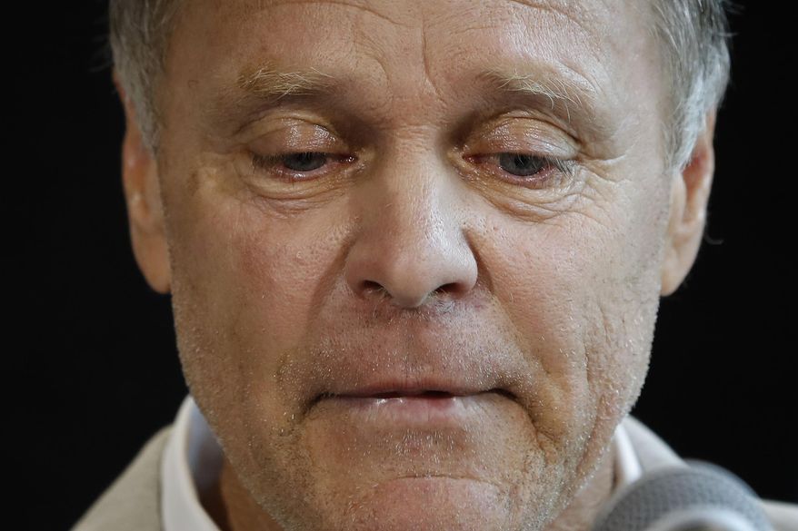 Fred Warmbier, father of Otto Warmbier, a University of Virginia undergraduate student who was imprisoned in North Korea in March 2016, speaks during a news conference, Thursday, June 15, 2017, at Wyoming High School in Cincinnati. Otto Warmbier, serving a 15-year prison term for alleged anti-state acts, was released to his home state of Ohio in a coma and medically evacuated Tuesday. (AP Photo/John Minchillo)