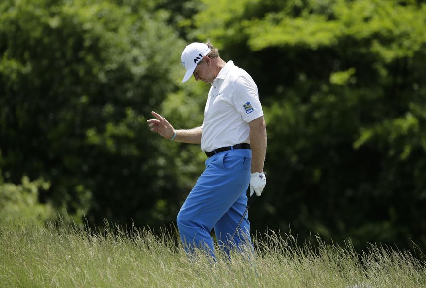 Ernie Els, of South Africa, on the 16th hole during the first round of the U.S. Open golf tournament Thursday, June 15, 2017, at Erin Hills in Erin, Wis. (AP Photo/Charlie Riedel)