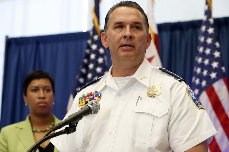Metropolitan Police Department Chief Peter Newsham, right, accompanied by District of Columbia Mayor Muriel Bowser, speaks during a news conference in Washington, Thursday, June 15, 2017, about the May 16, 2017, altercation outside the Turkish Embassy in Washington during the visit of the Turkish president. (AP Photo/Alex Brandon) ** FILE **