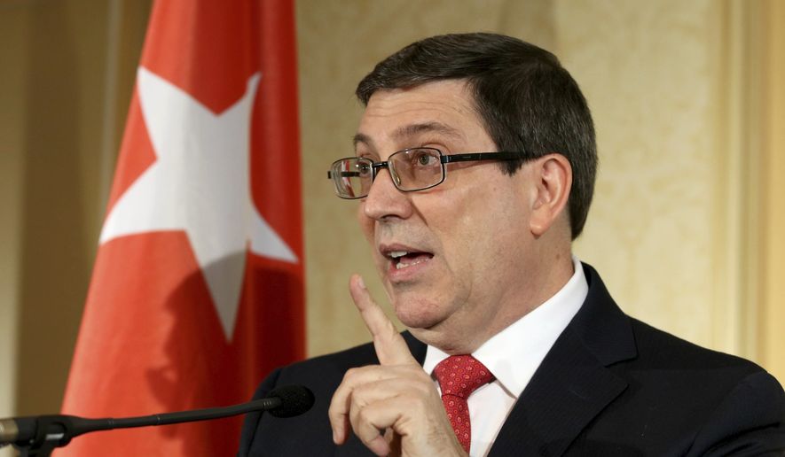 Cuban Foreign Minister Bruno Rodriguez Parilla addresses the media during a news conference in Vienna, Austria, Monday, June 19, 2017. (AP Photo/Ronald Zak) **FILE**