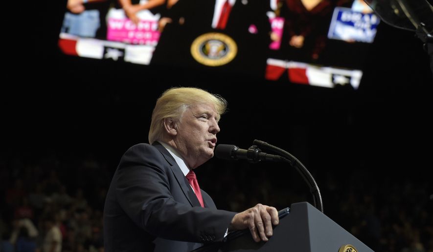 President Donald Trump speaks at the U.S. Cellular Center in Cedar Rapids, Iowa, Wednesday, June 21, 2017. This is Trump&#39;s first visit to Iowa since the election. (AP Photo/Susan Walsh)