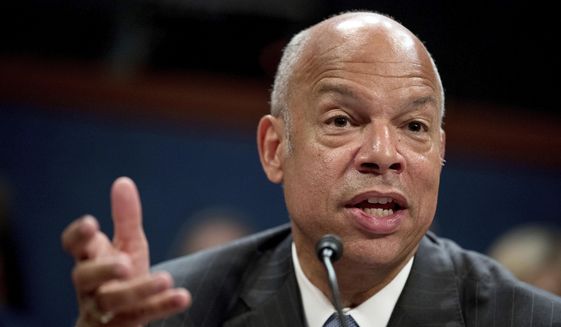 Former Homeland Security Secretary Jeh Johnson testifies to the House Intelligence Committee task force on Capitol Hill in Washington, Wednesday, June 21, 2017, as part of the Russia investigation. (AP Photo/Andrew Harnik) ** FILE **